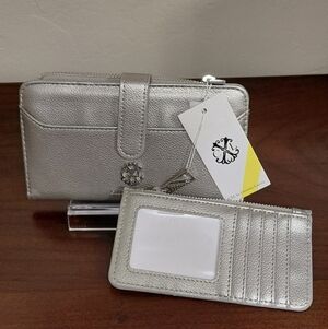 CXL by Christian Lacroix Bryce Pebble ID Fold Zipper Wallet in Pewter color. NWT
